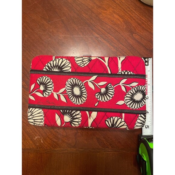 Vera Bradley Deco Daisy Red Black White Pushlock Hard-sided Wallet - Picture 5 of 9